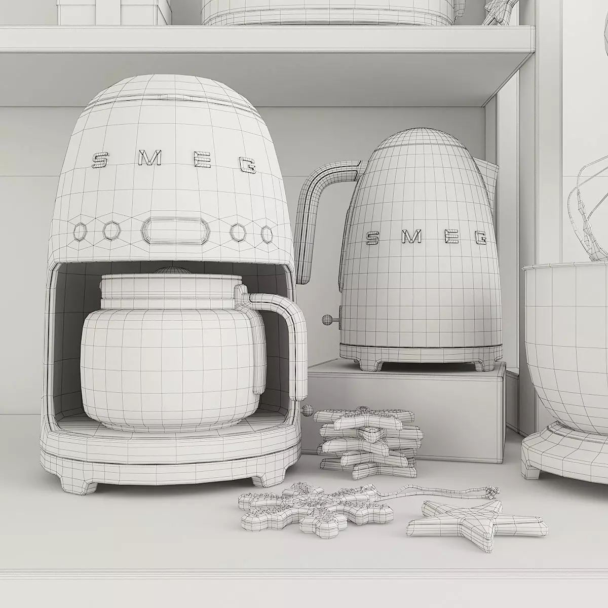 Smeg Set kitchen appliances with christmas decorations 3D model 3D model_4