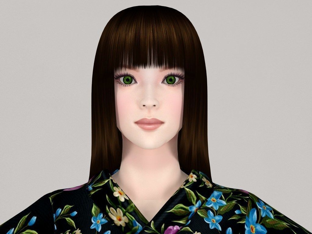 T pose nonrigged model of Akari in kimono 3D model_1