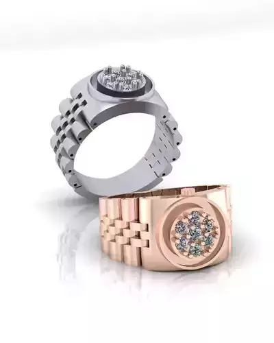 men flower setting jewelry ring