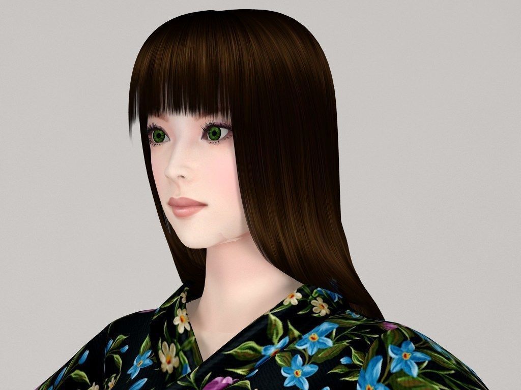 T pose rigged model of Akari in kimono 3D model_3