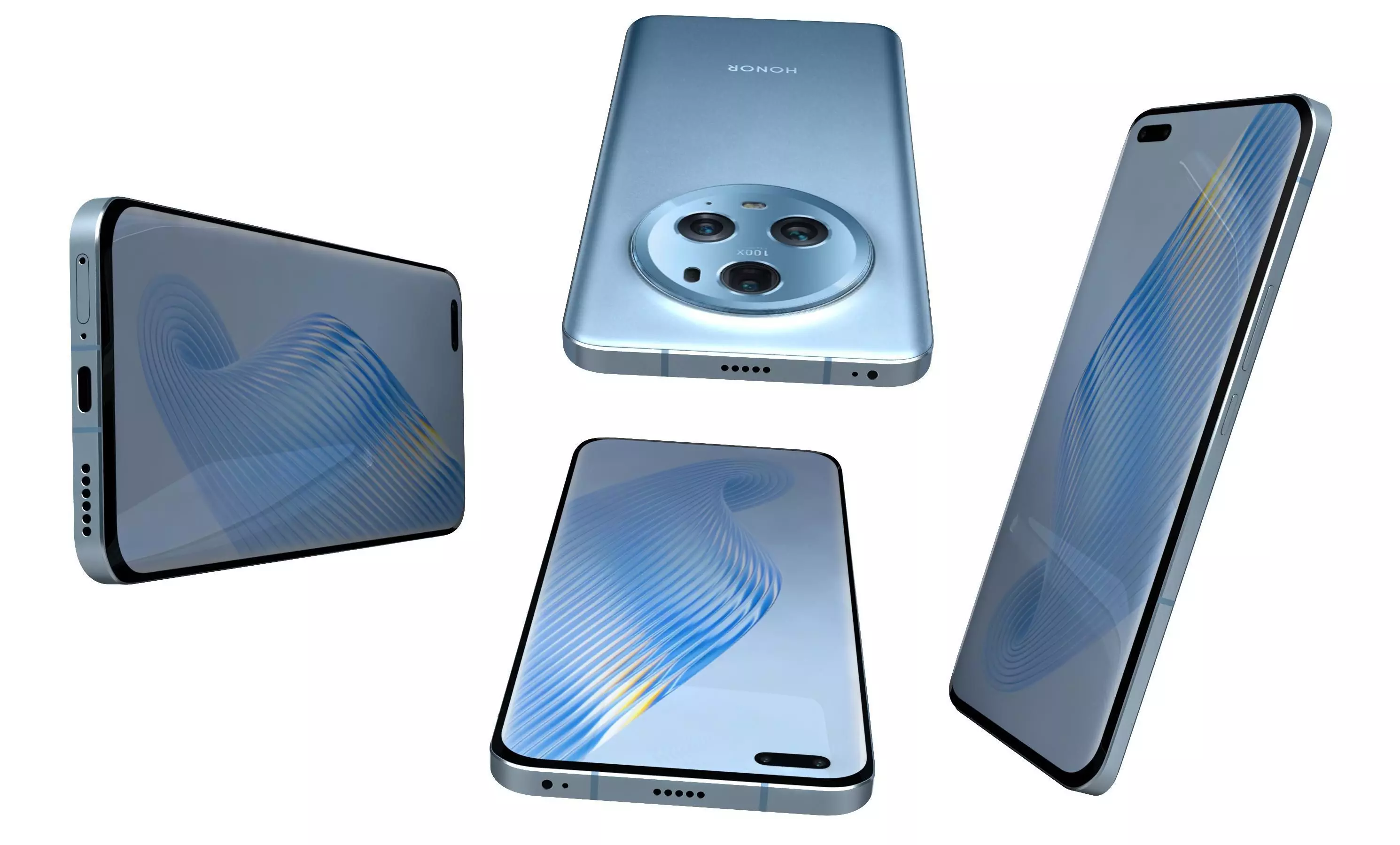 Honor Magic5 Pro Blue High Poly 3D model_7