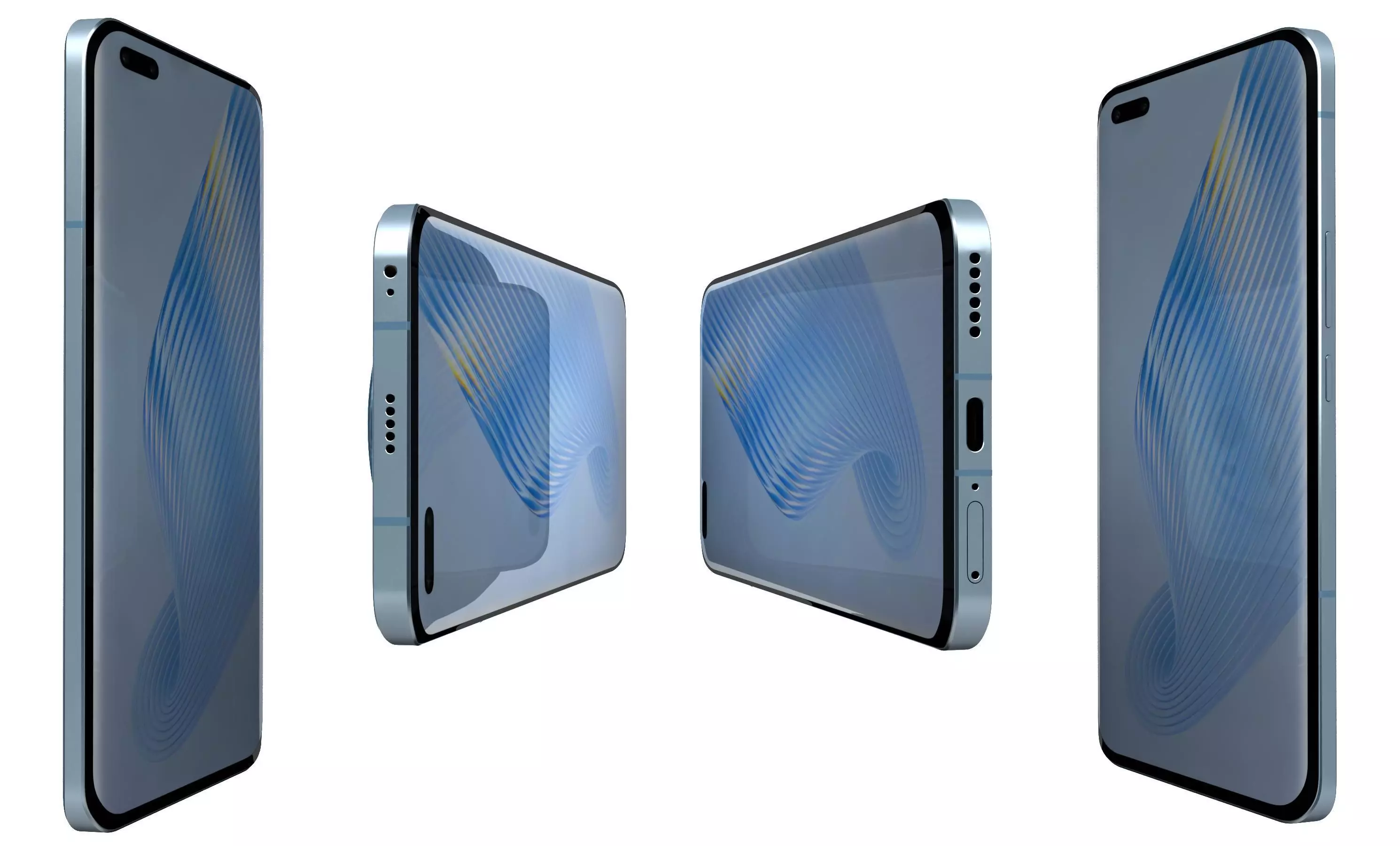 Honor Magic5 Pro Blue High Poly 3D model_2