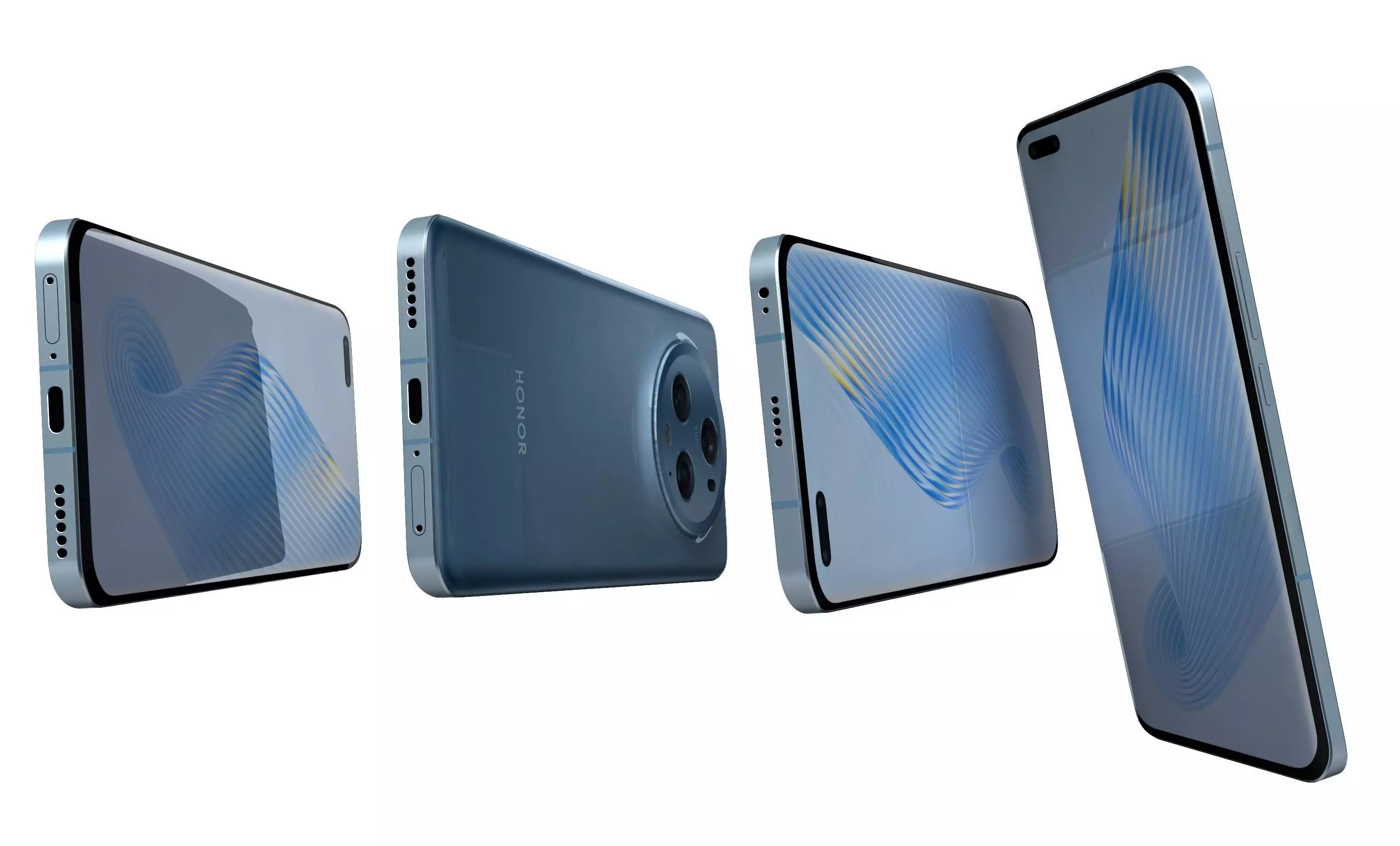 Honor Magic5 Pro Blue High Poly 3D model_6