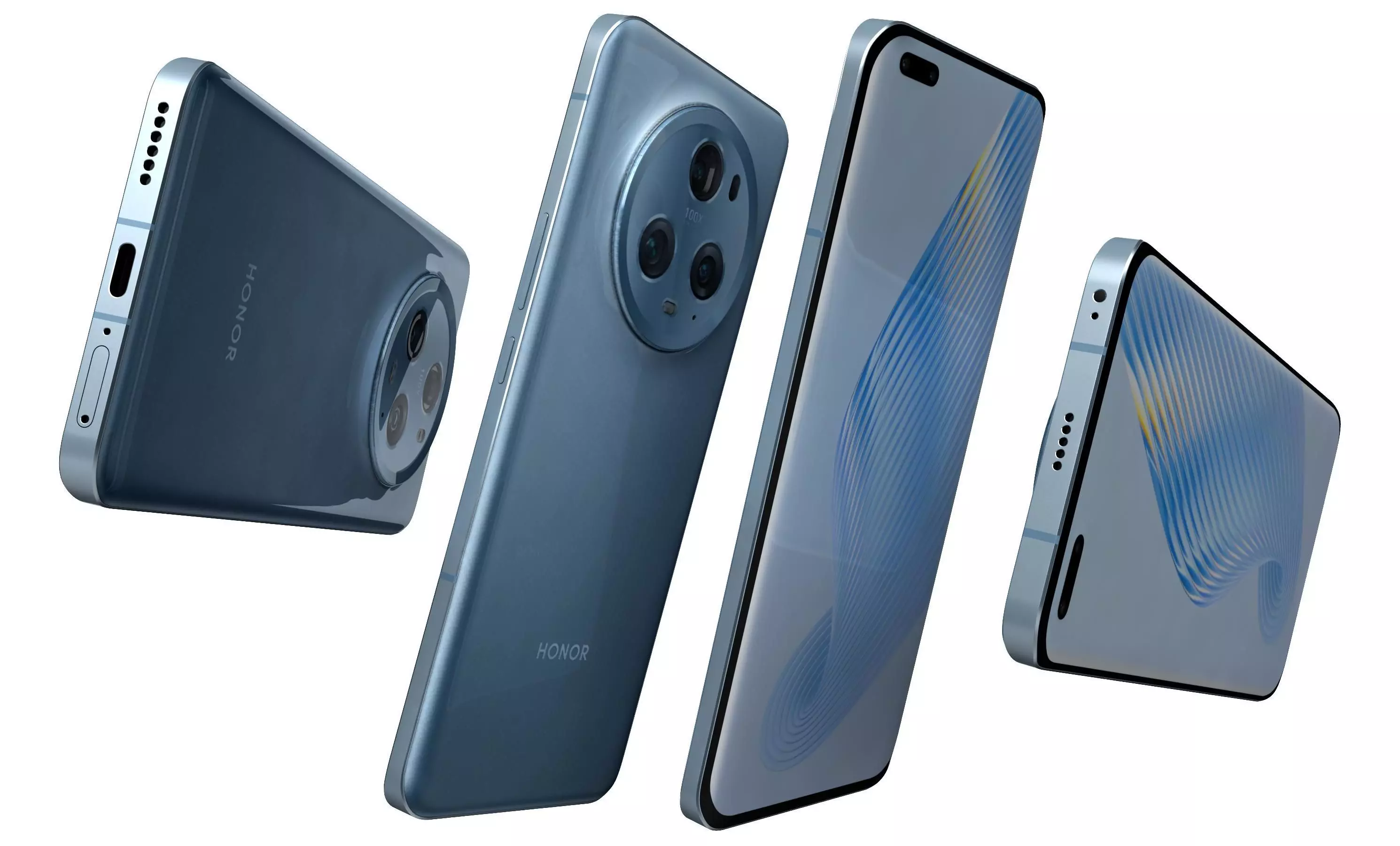 Honor Magic5 Pro Blue High Poly 3D model_5