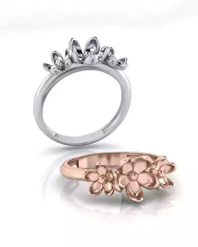 3 flower gold ring