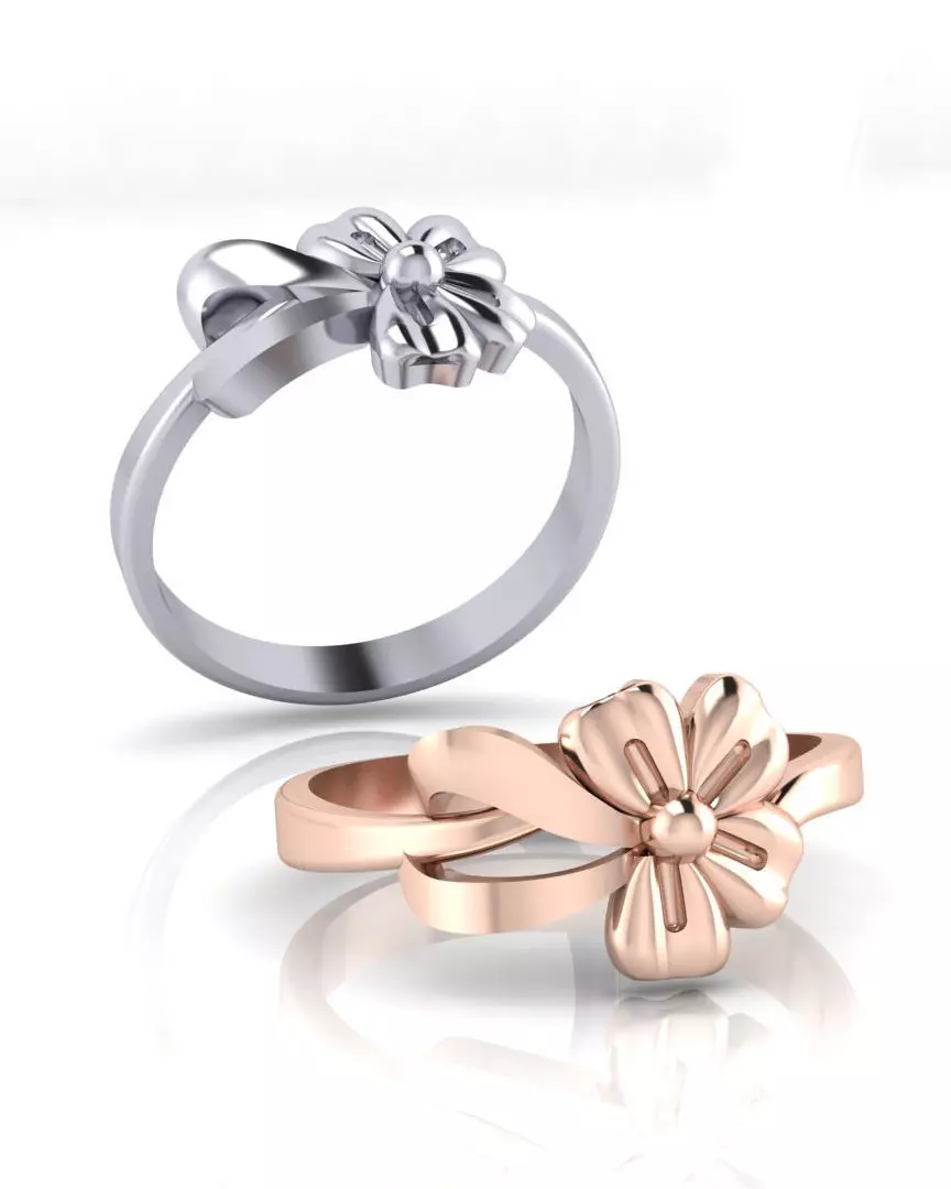 bow tie gold ring 3D print model_0