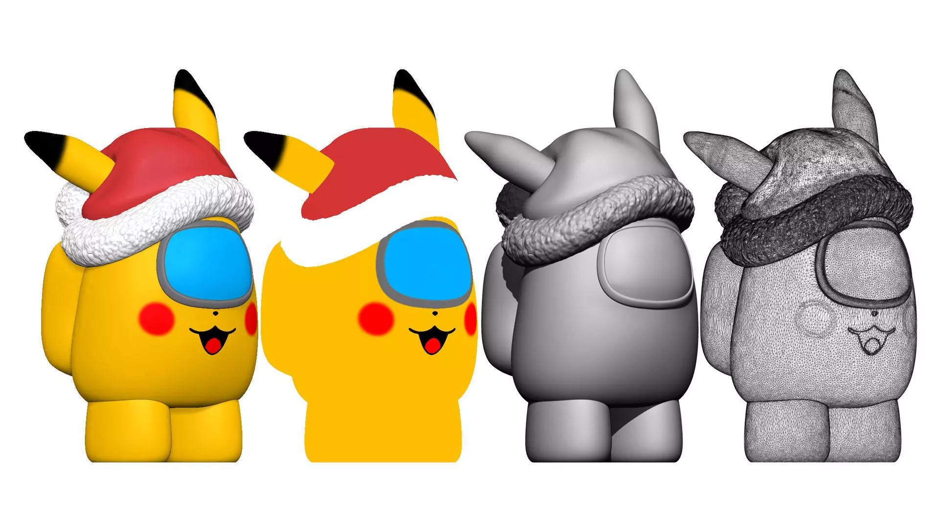 S00062 Christmas Pikachu Crewmate Cute Holiday 3D Model 3D print model_4