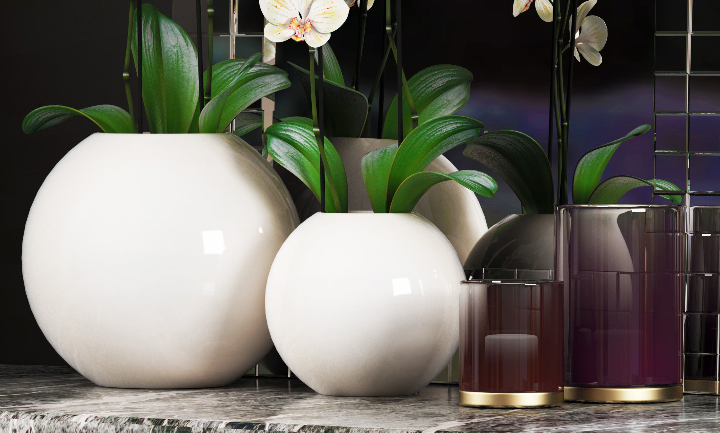 Decorative vase set 3D model_3