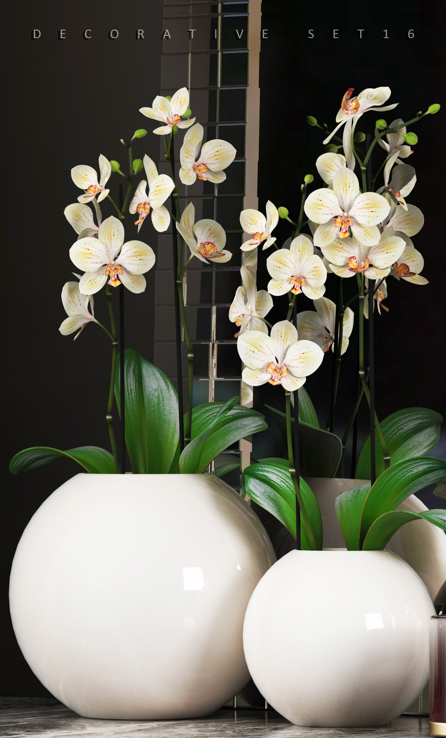 Decorative vase set 3D model_2