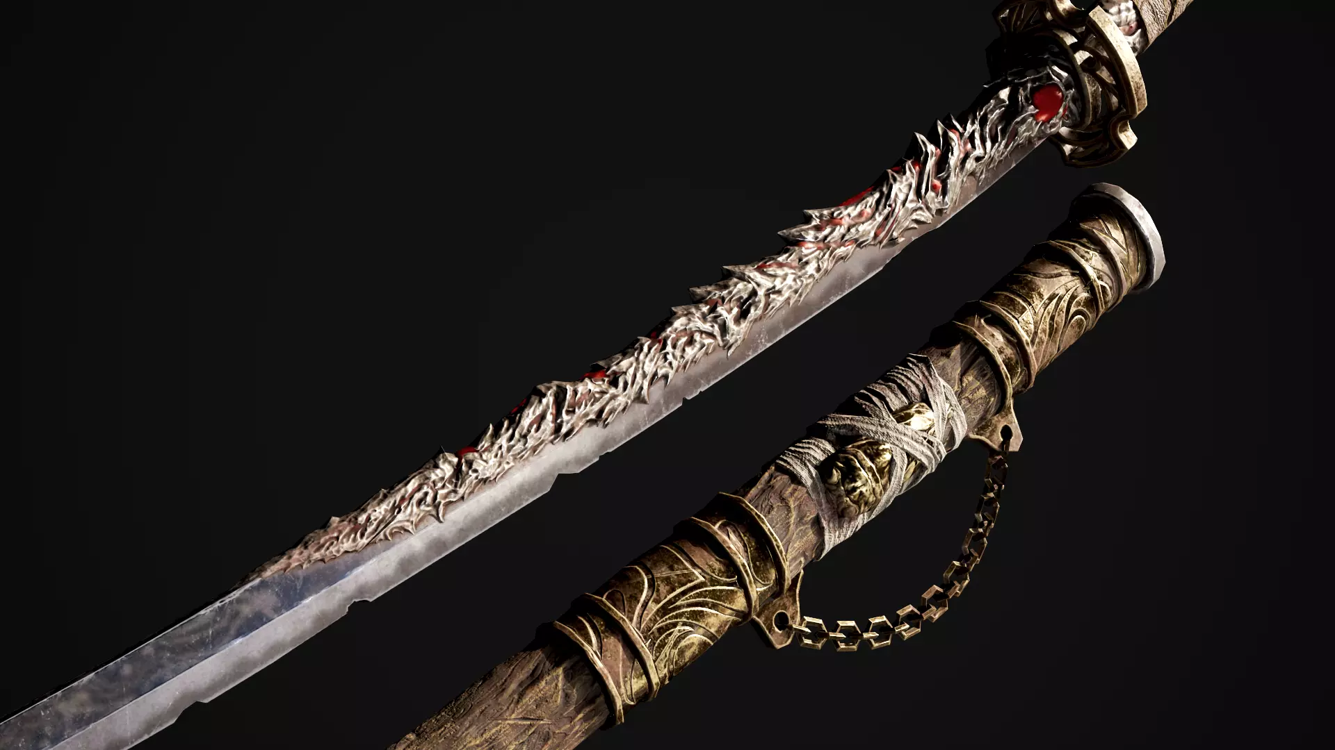 Youkai Katana - Japanese Fantasy swords - Game ready 3D model Low-poly 3D model_8