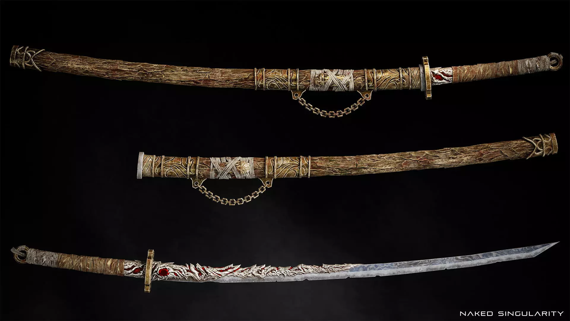 Youkai Katana - Japanese Fantasy swords - Game ready 3D model Low-poly 3D model_3