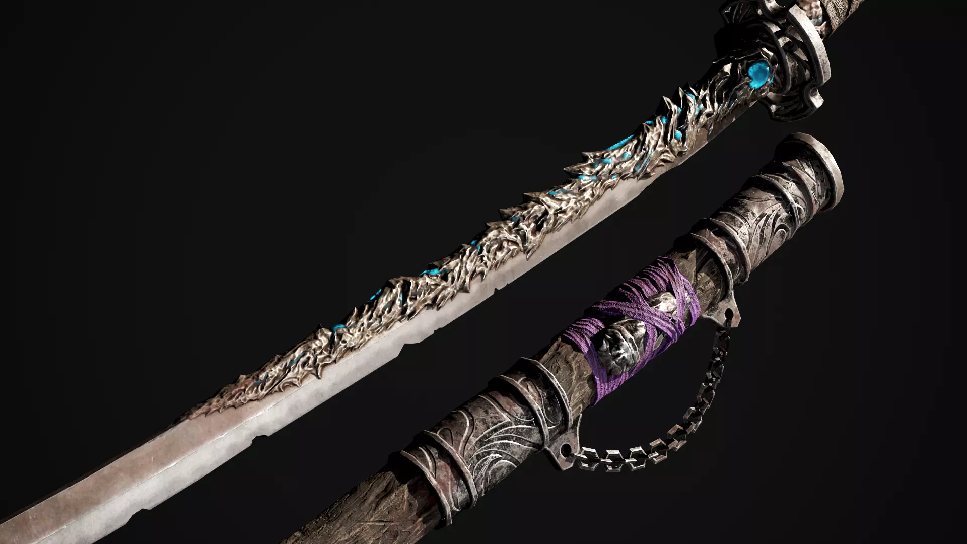 Youkai Katana - Japanese Fantasy swords - Game ready 3D model Low-poly 3D model_7