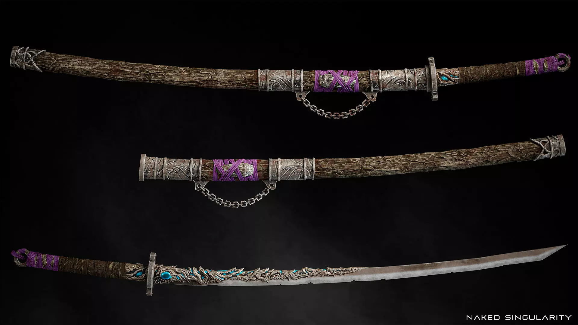 Youkai Katana - Japanese Fantasy swords - Game ready 3D model Low-poly 3D model_1