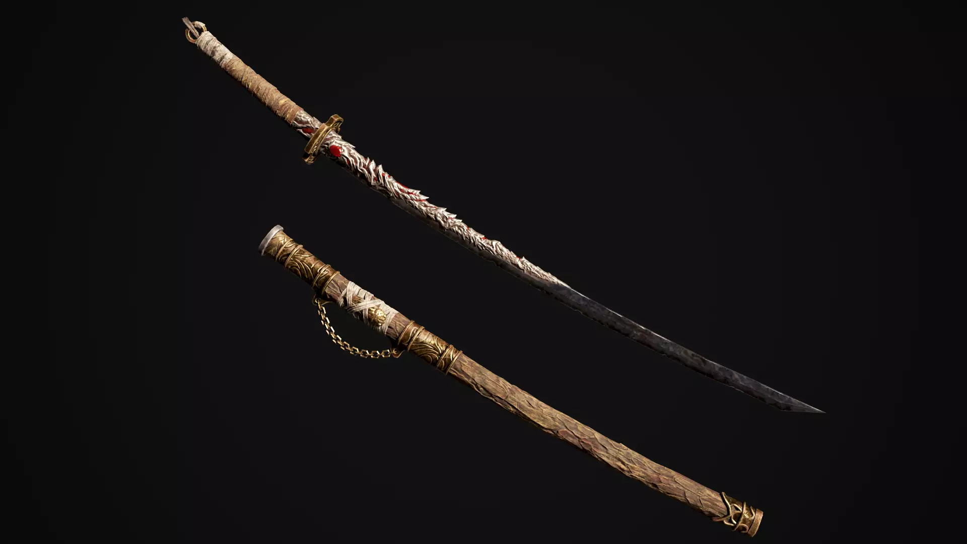 Youkai Katana - Japanese Fantasy swords - Game ready 3D model Low-poly 3D model_12