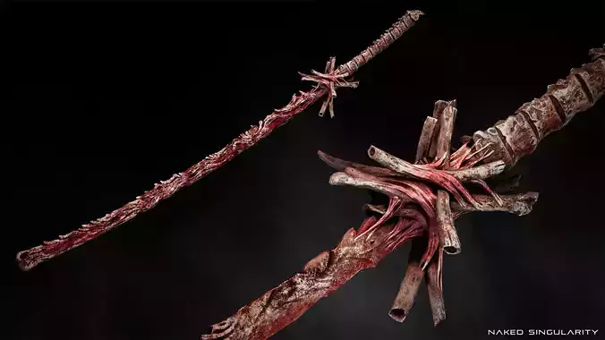 Spine Bone Katana - Japanese Fantasy swords - Game ready model