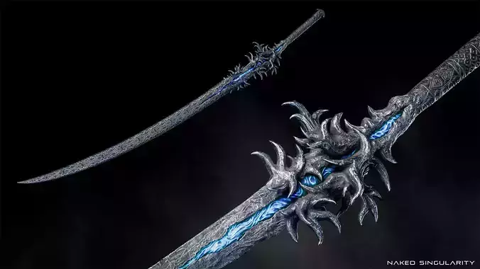 Spike Katana - Japanese Fantasy swords - Game ready 3D model Low-poly 3D model