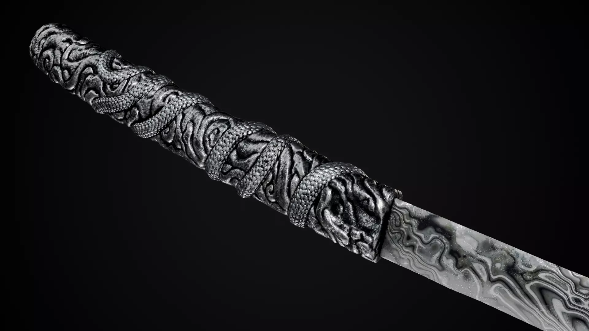 Snake Katana - Japanese Fantasy swords - Game ready 3D model Low-poly 3D model_20
