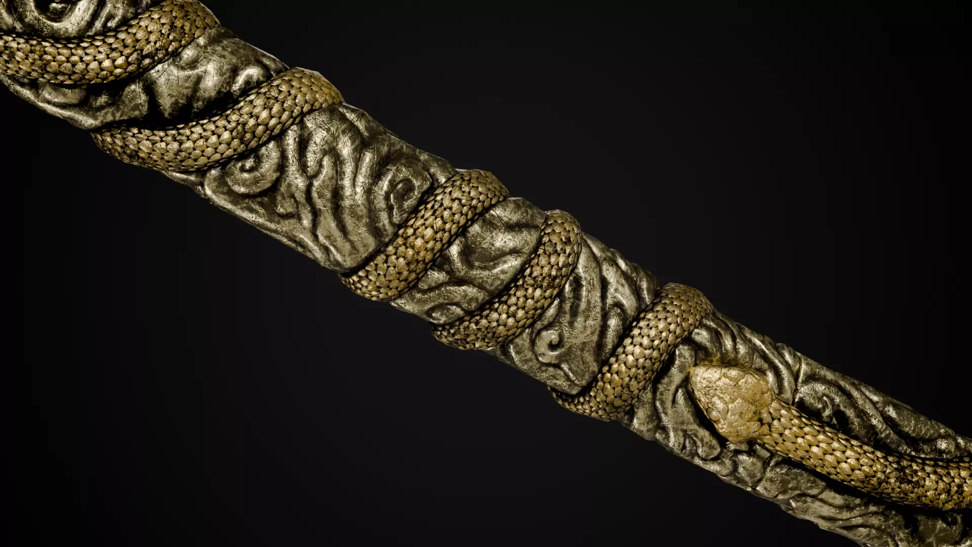 Snake Katana - Japanese Fantasy swords - Game ready 3D model Low-poly 3D model_14