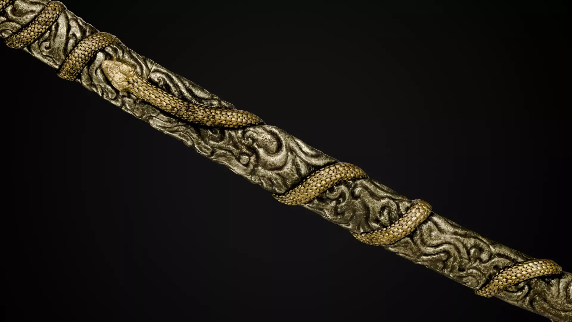 Snake Katana - Japanese Fantasy swords - Game ready 3D model Low-poly 3D model_8