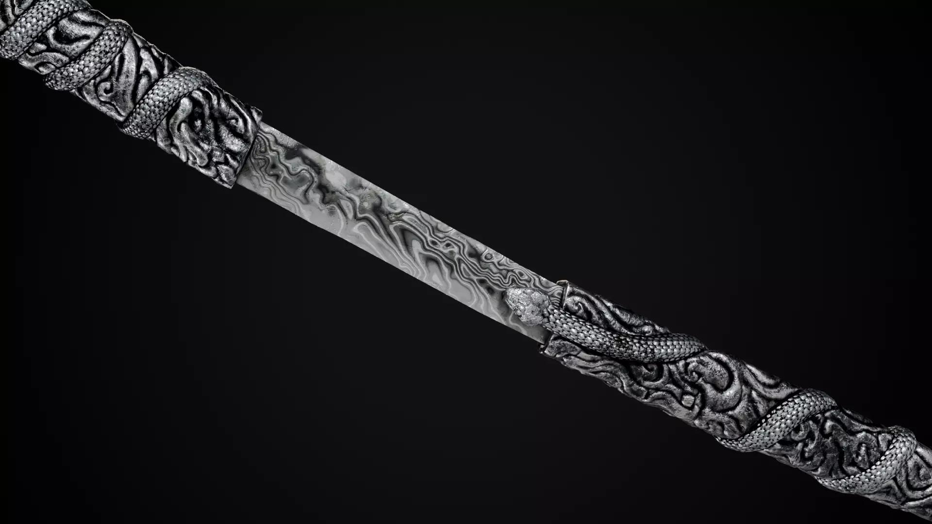 Snake Katana - Japanese Fantasy swords - Game ready 3D model Low-poly 3D model_22