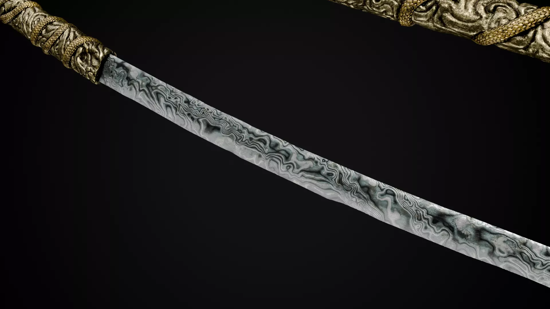 Snake Katana - Japanese Fantasy swords - Game ready 3D model Low-poly 3D model_12