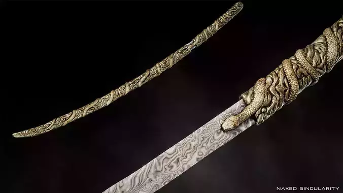 Snake Katana - Japanese Fantasy swords - Game ready 3D model