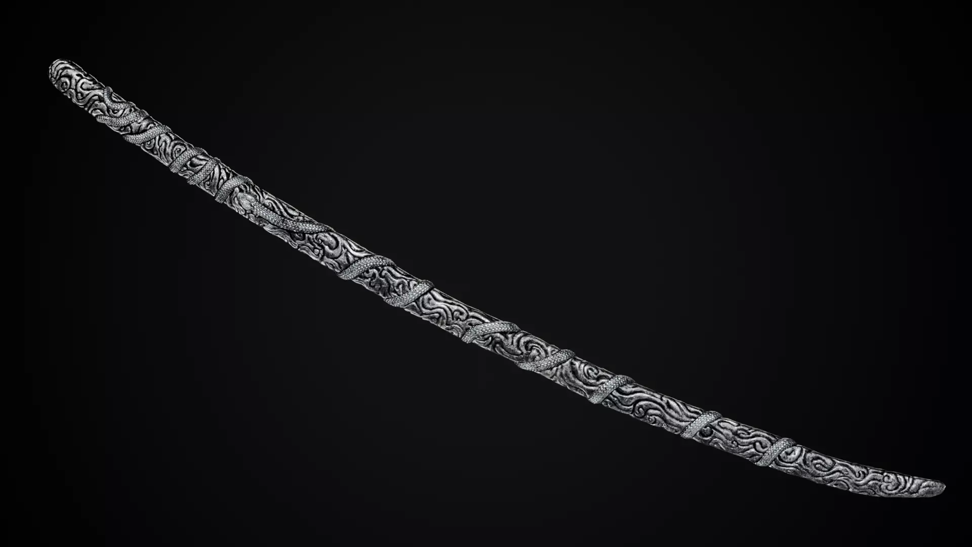 Snake Katana - Japanese Fantasy swords - Game ready 3D model Low-poly 3D model_19