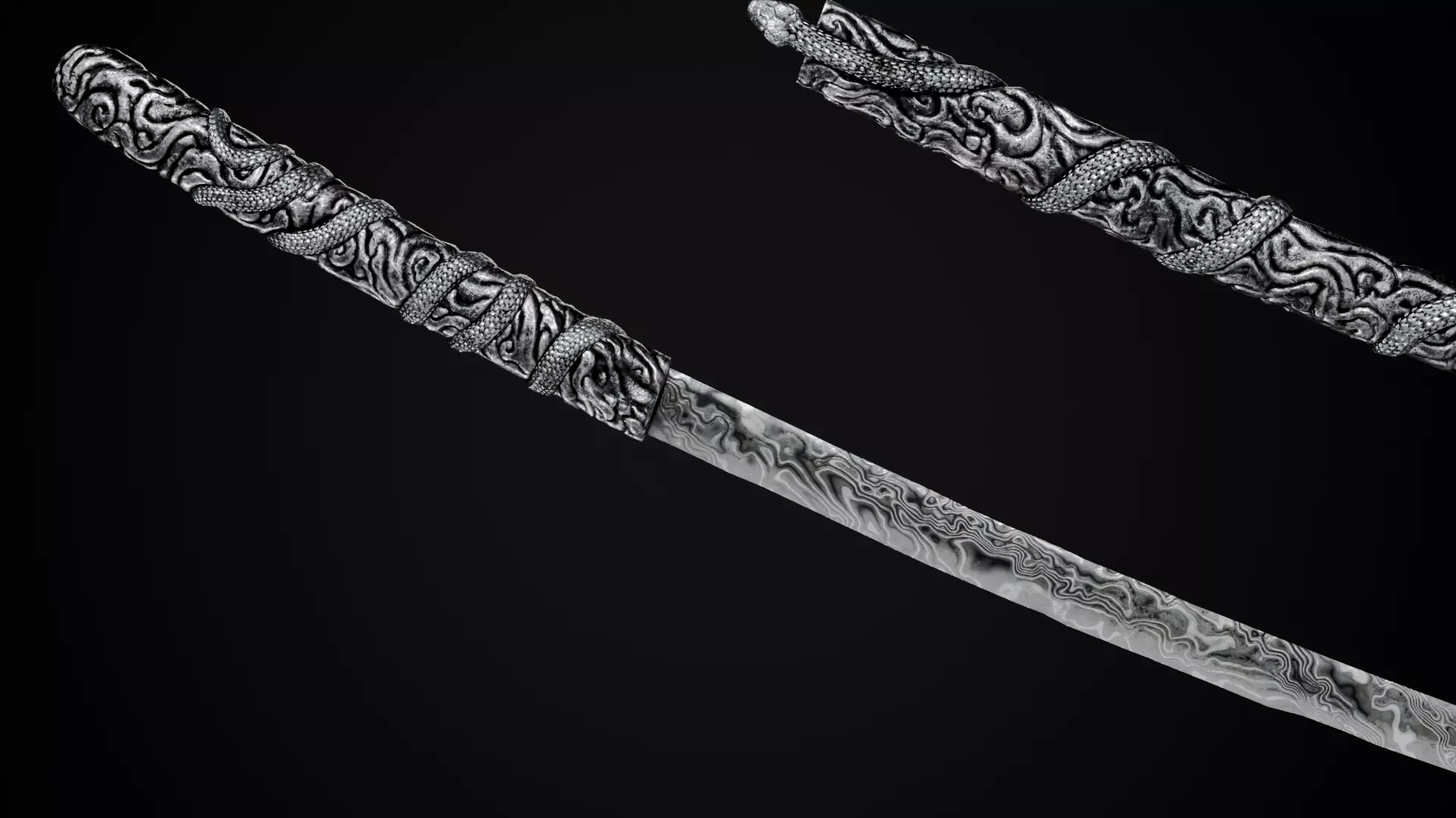 Snake Katana - Japanese Fantasy swords - Game ready 3D model Low-poly 3D model_21