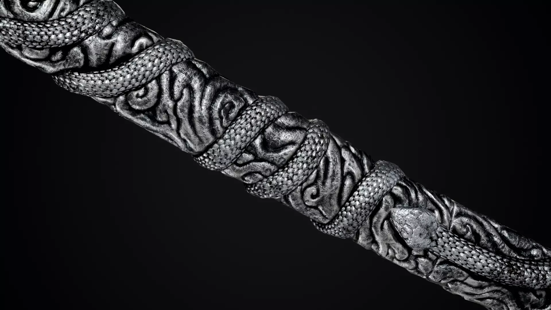 Snake Katana - Japanese Fantasy swords - Game ready 3D model Low-poly 3D model_27