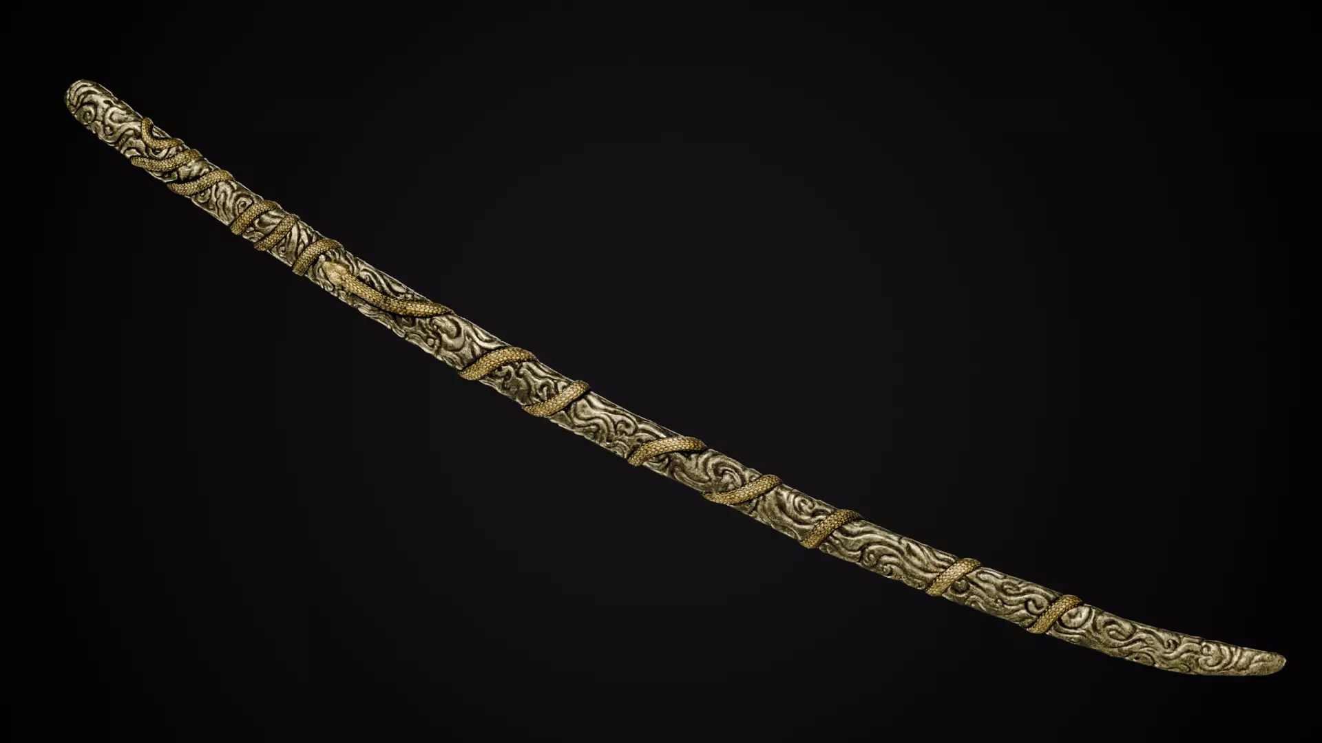 Snake Katana - Japanese Fantasy swords - Game ready 3D model Low-poly 3D model_11