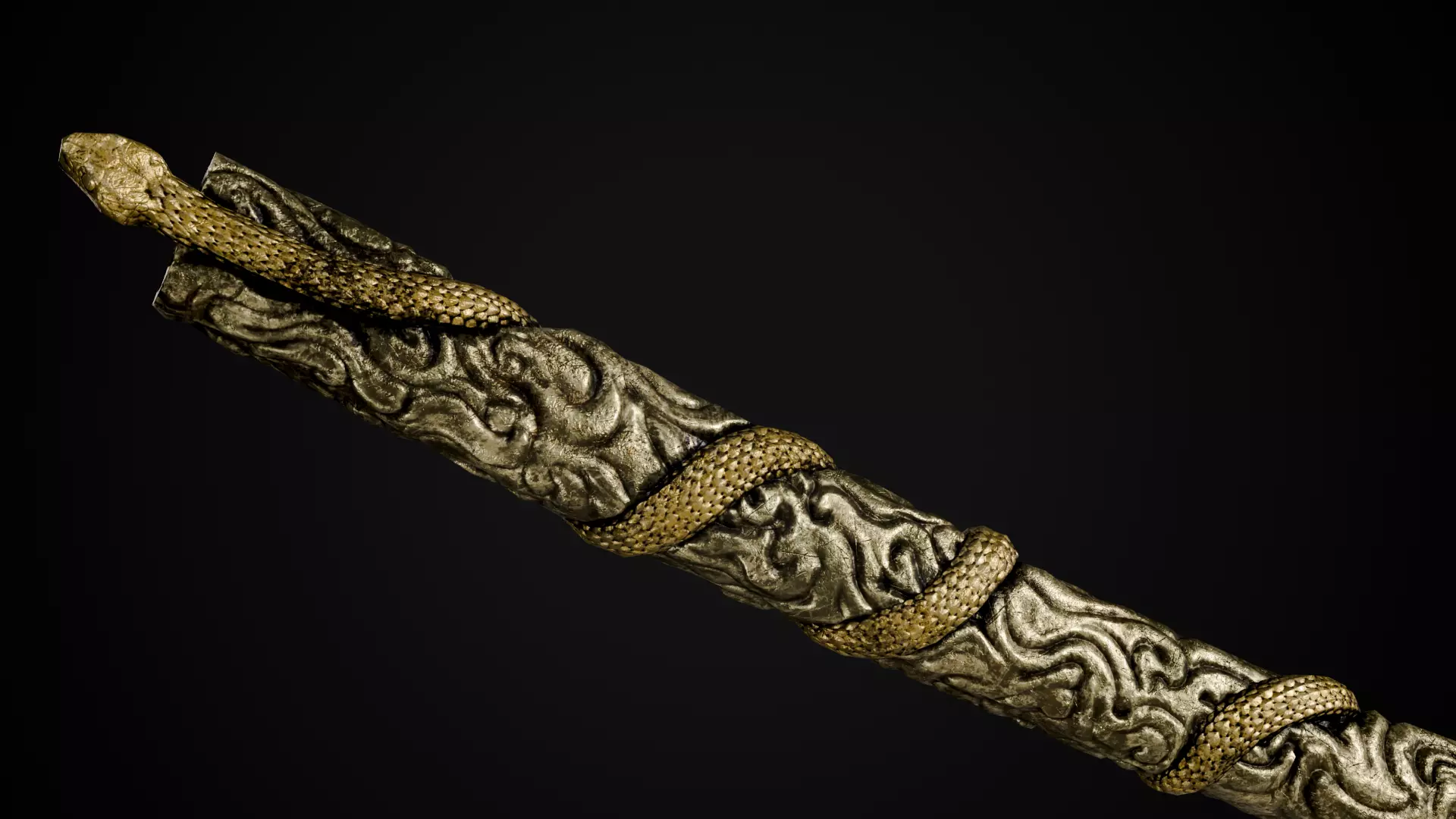 Snake Katana - Japanese Fantasy swords - Game ready 3D model Low-poly 3D model_10