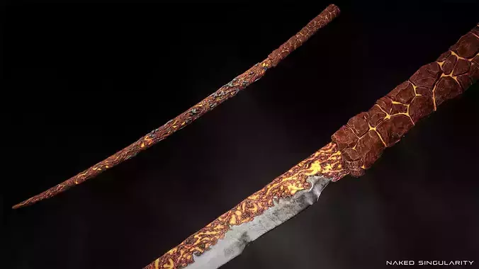 Hell Flame Katana - Japanese Fantasy swords - Game ready model