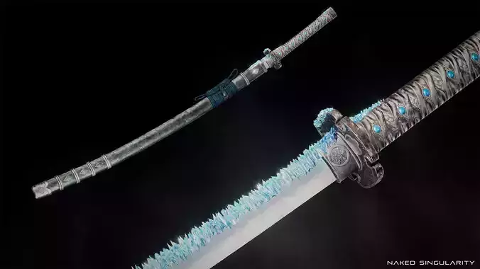Frozen Katana - Japanese Fantasy swords - Game ready 3D model