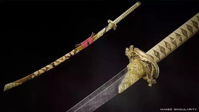 Dragon Katana - Japanese Fantasy swords Game-ready 3D model