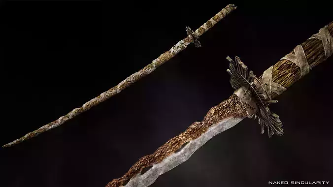 Rusty Cursed Katana - Japanese Fantasy swords - Game-ready Model