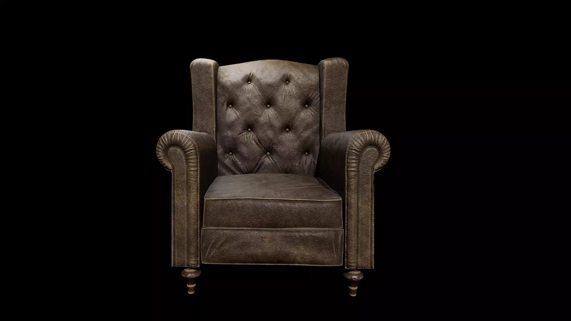 Classic Leather Armchair  Low-poly 3D model_3