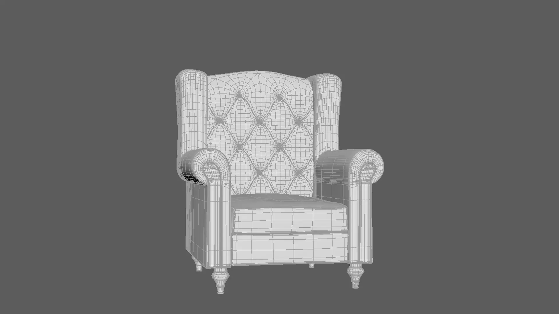 Classic Leather Armchair  Low-poly 3D model_7