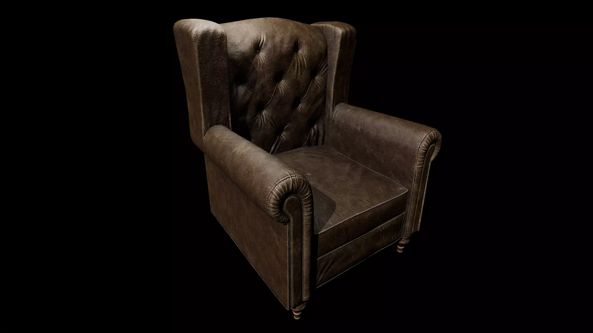 Classic Leather Armchair  Low-poly 3D model_1