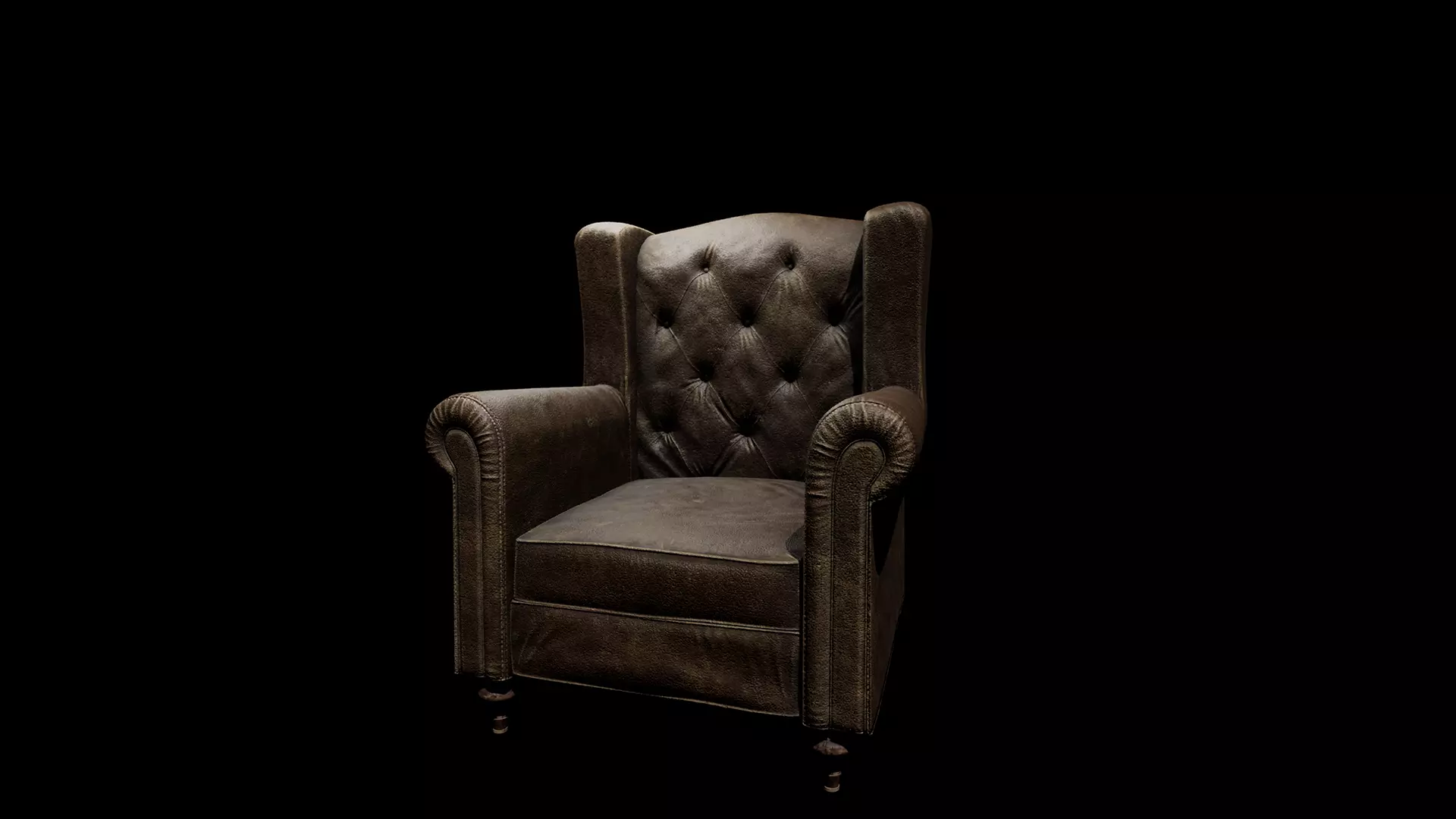 Classic Leather Armchair  Low-poly 3D model_5
