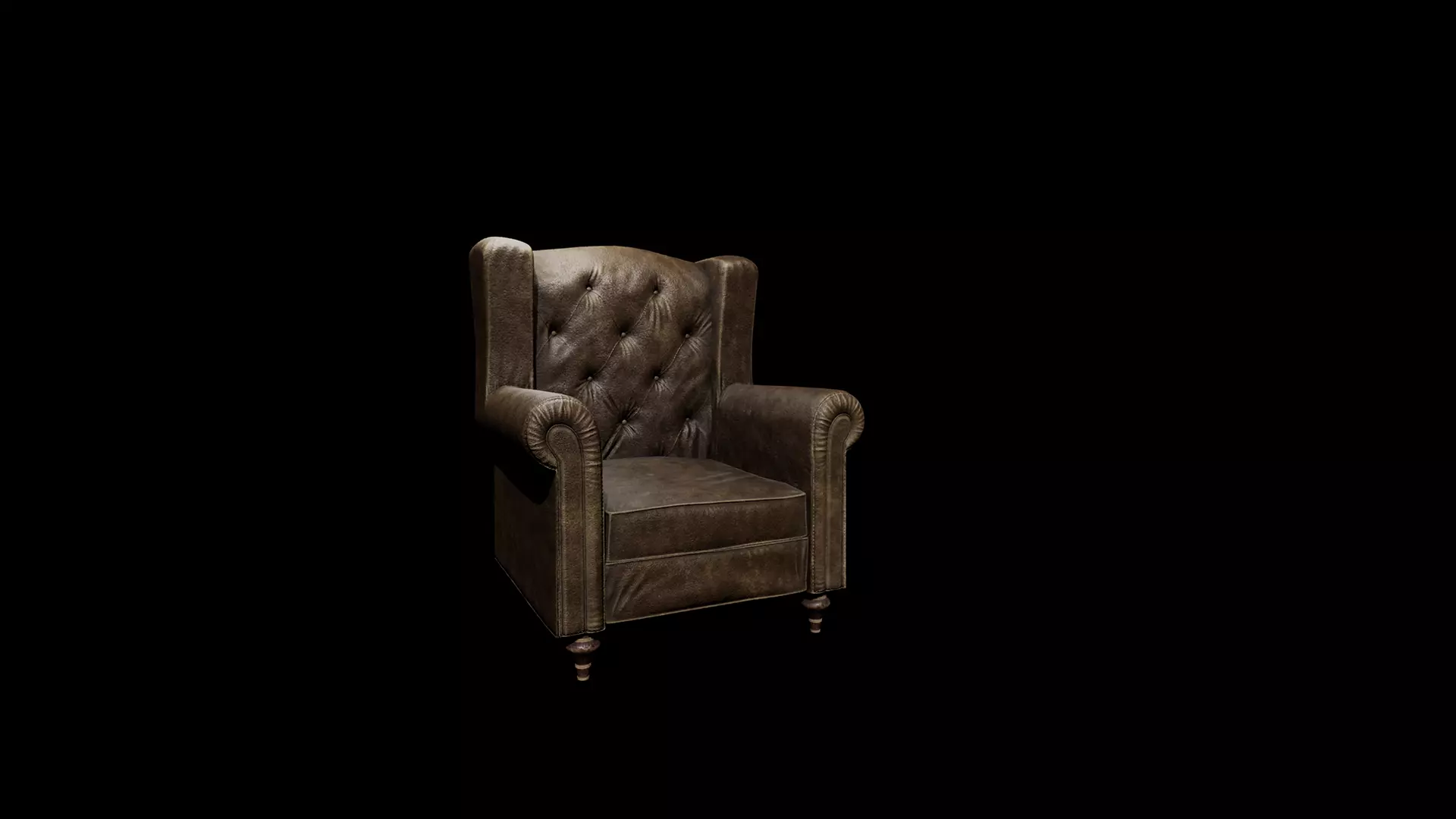 Classic Leather Armchair  Low-poly 3D model_2