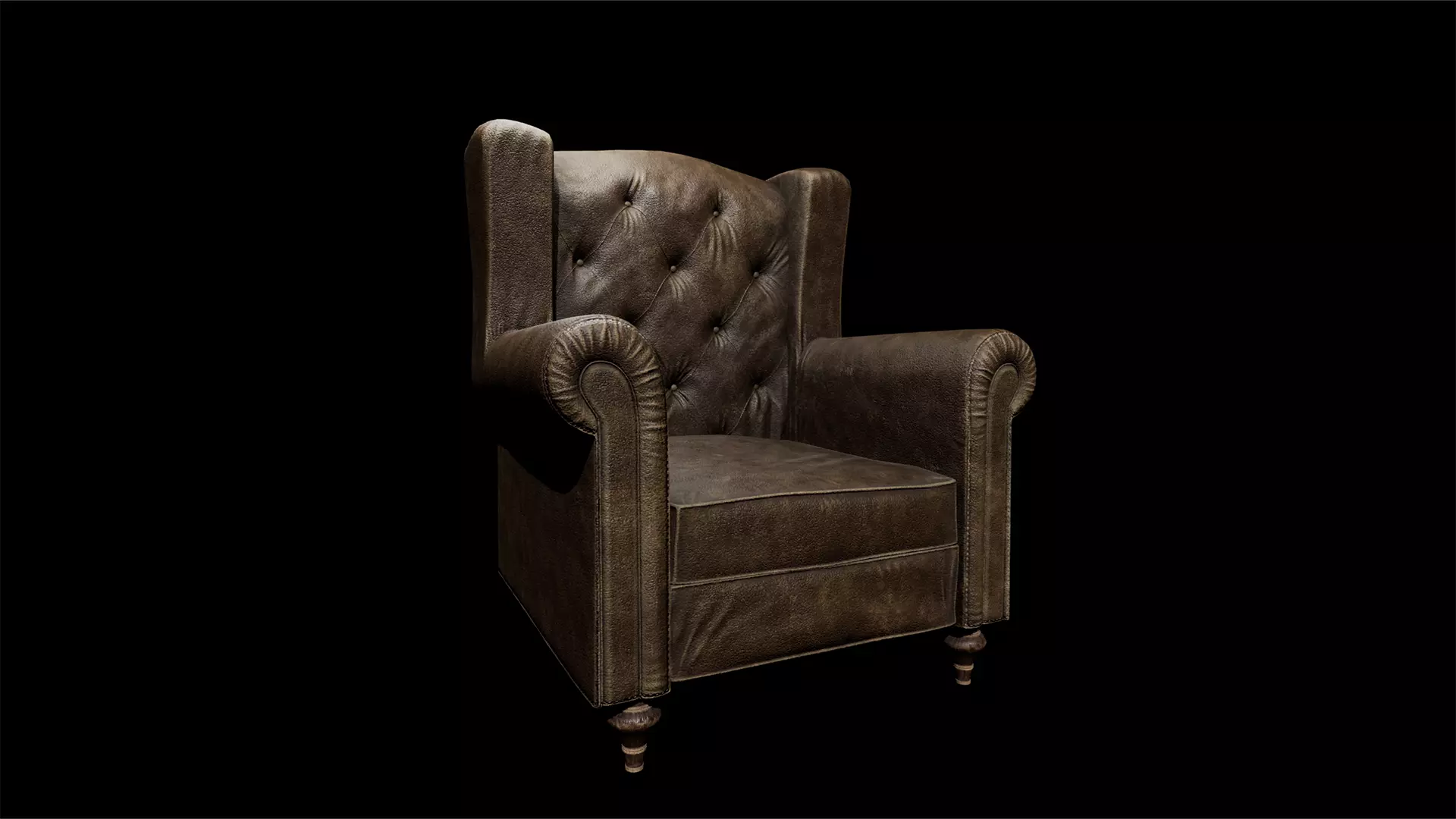 Classic Leather Armchair  Low-poly 3D model_0