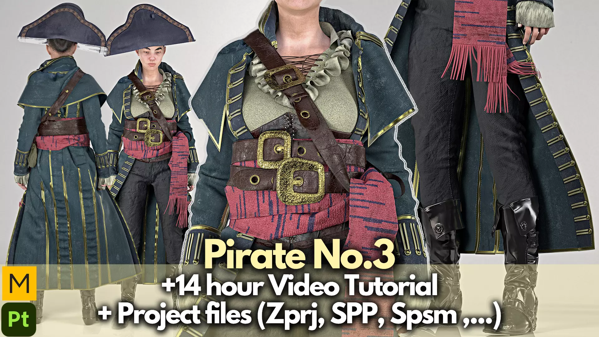 Pirate No3 Full Tutorial and Project Files Low-poly 3D model_0