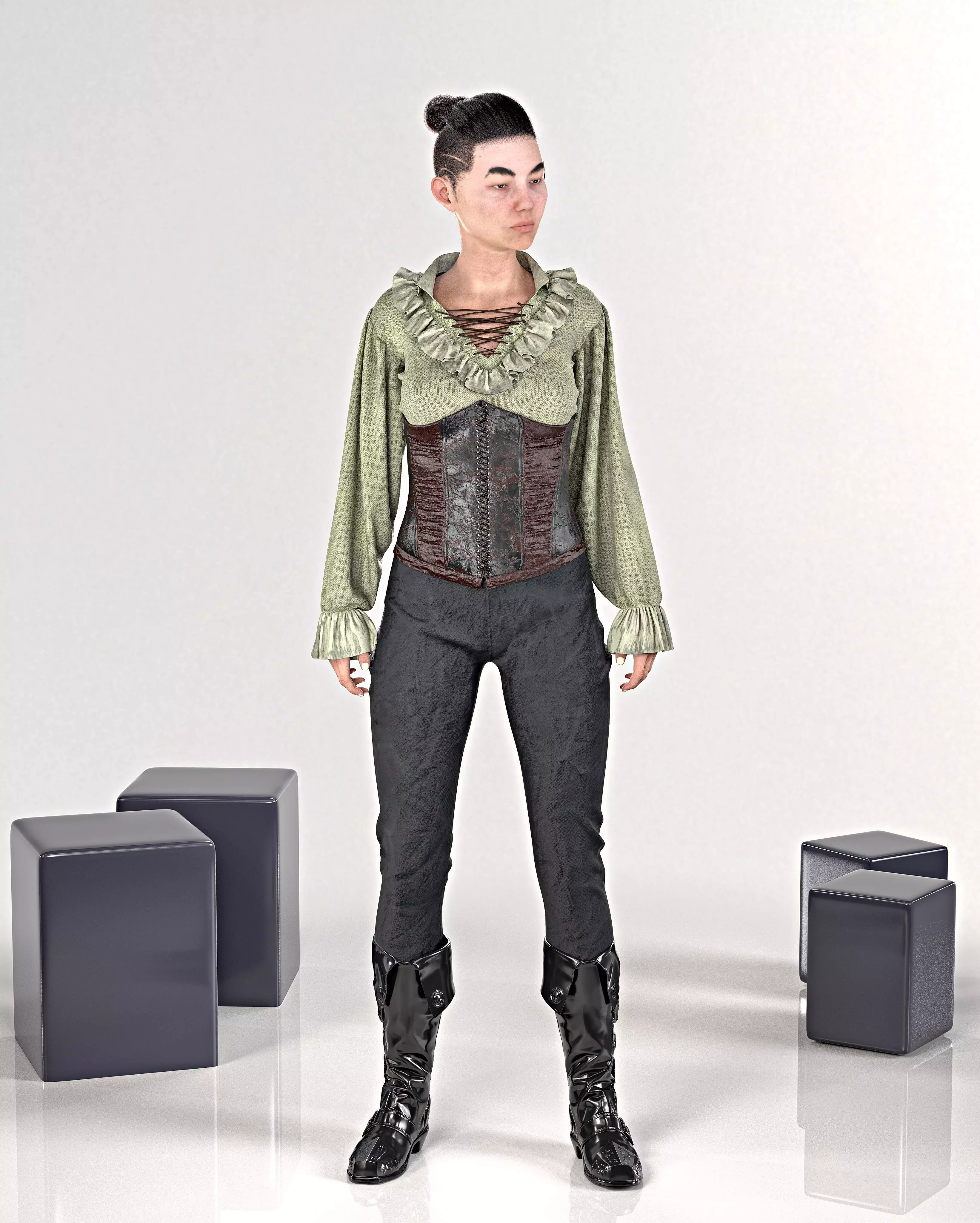 Pirate No3 Full Tutorial and Project Files Low-poly 3D model_11