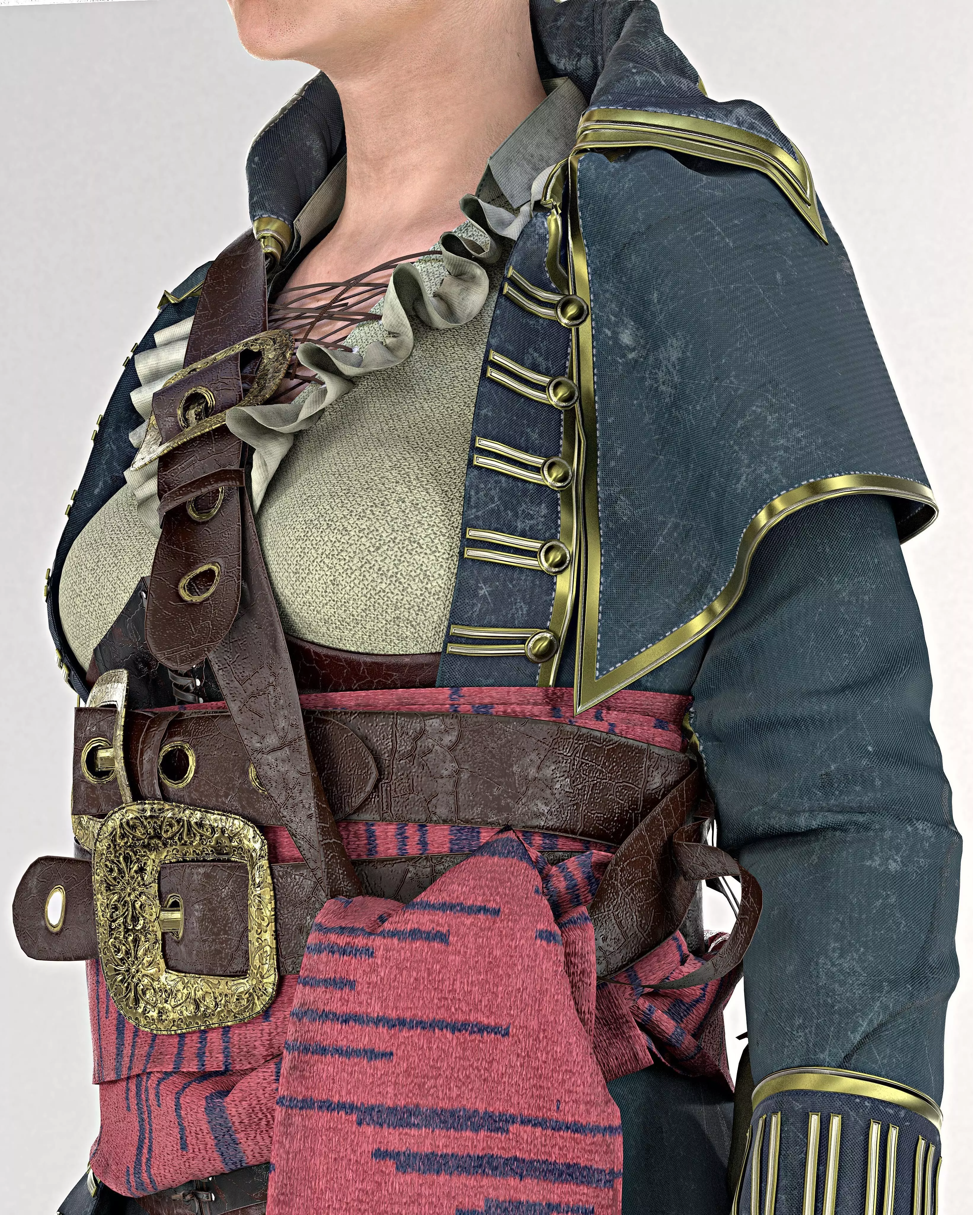 Pirate No3 Full Tutorial and Project Files Low-poly 3D model_8