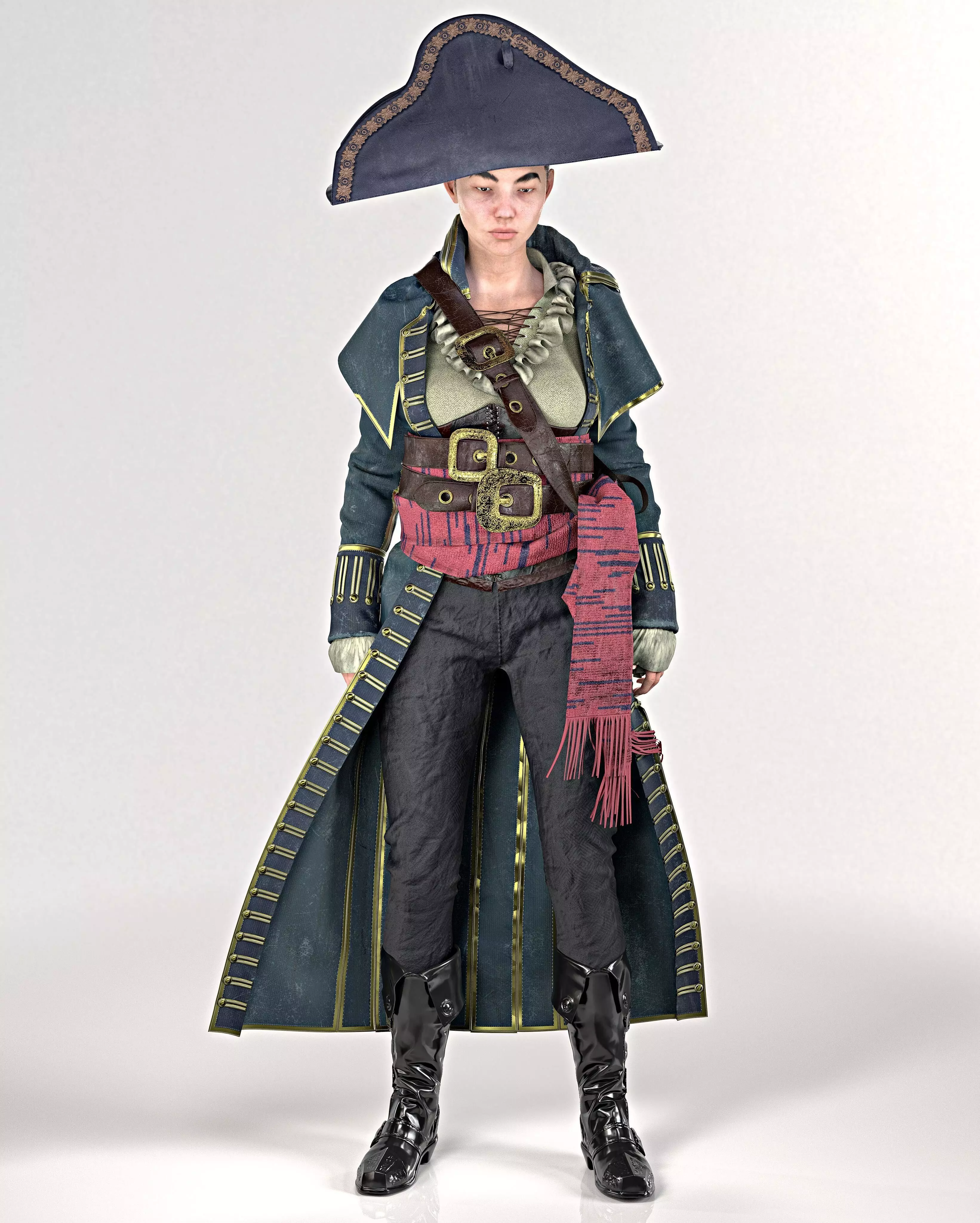 Pirate No3 Full Tutorial and Project Files Low-poly 3D model_3