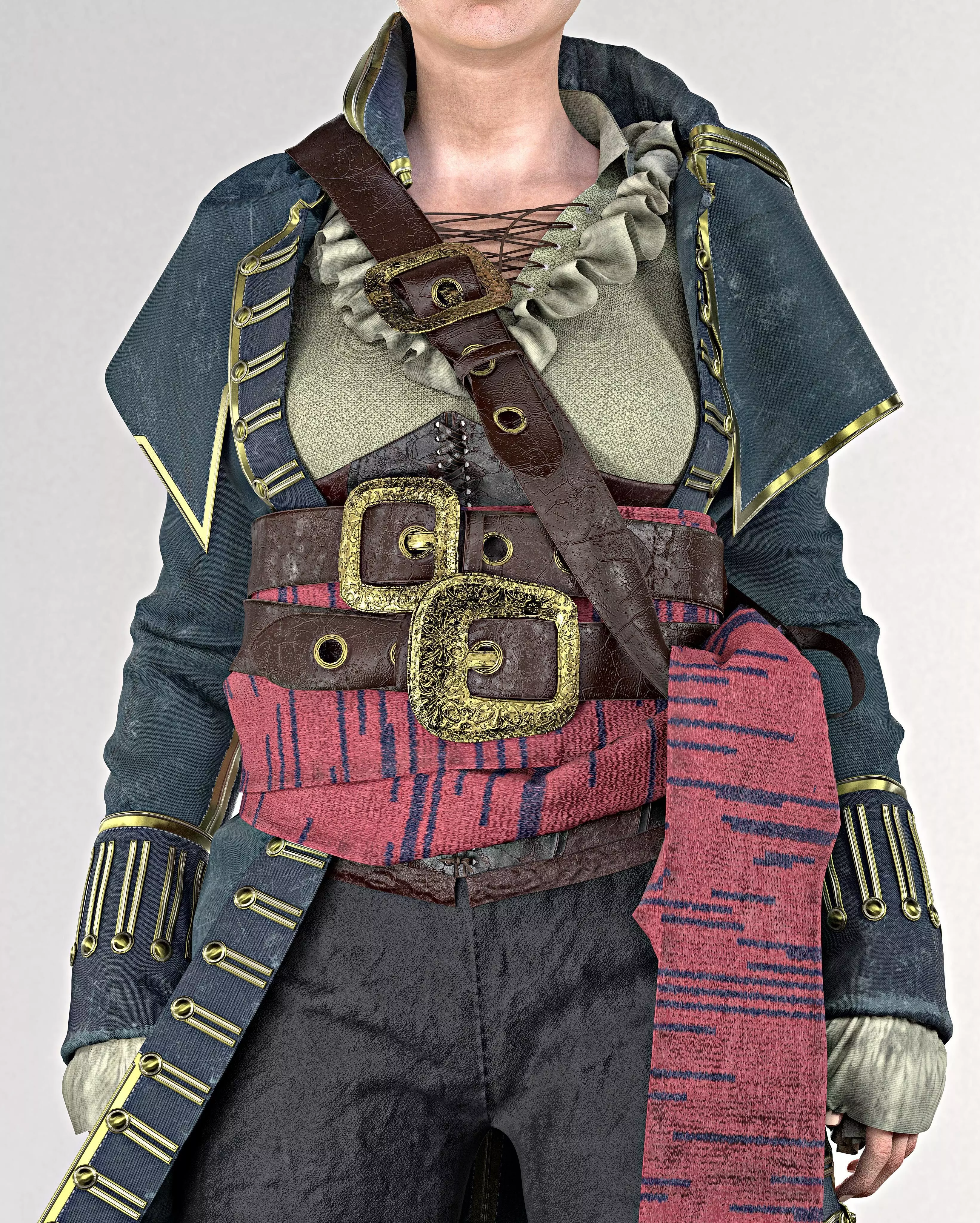 Pirate No3 Full Tutorial and Project Files Low-poly 3D model_6