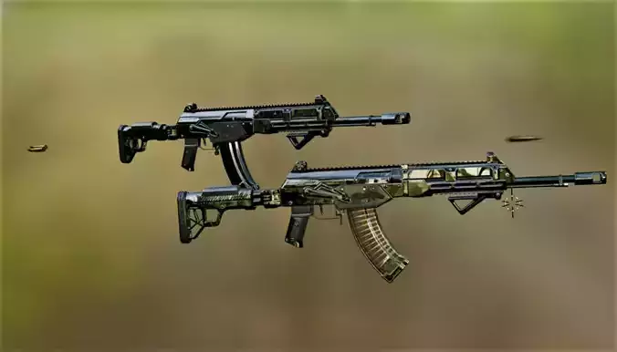 AKX Cyber Rifle   Detailed Hard Surface 3D Model for Games 