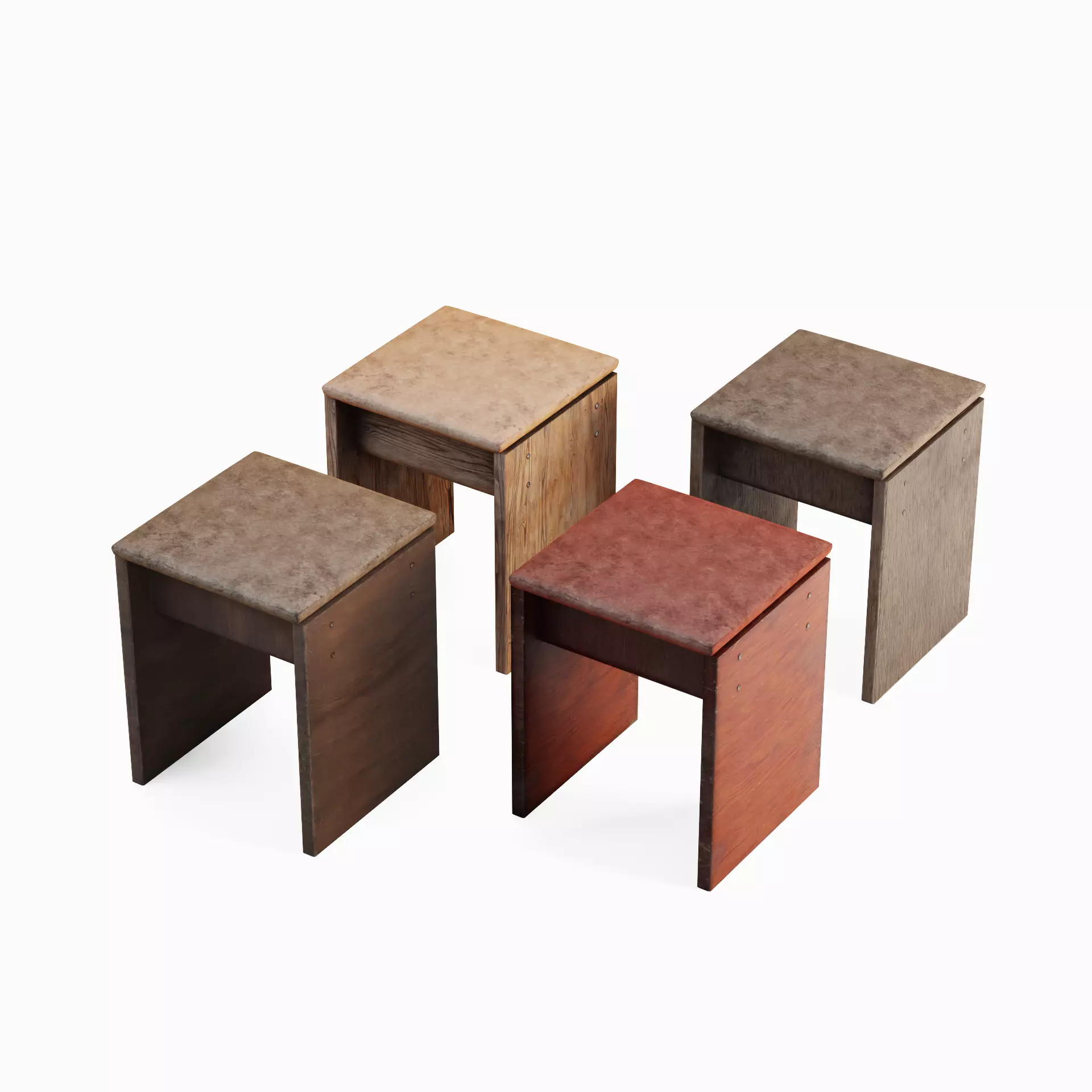 Wooden Stool Pack A 3D Model Collection_0
