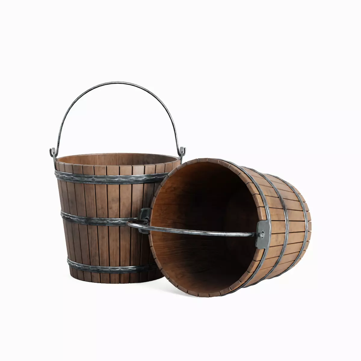 Wooden Bucket Pack 3D Model Collection_3