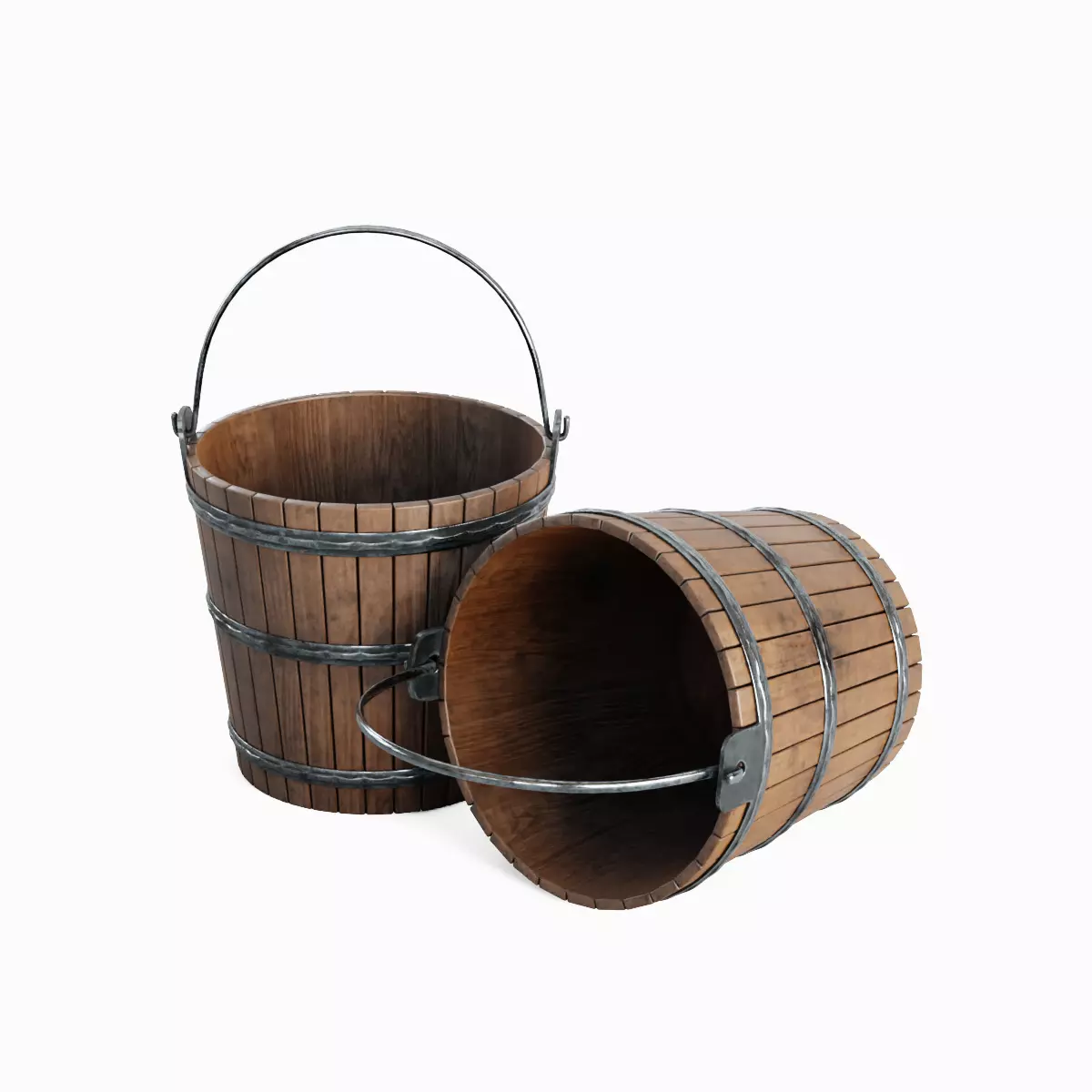 Wooden Bucket Pack 3D Model Collection_6